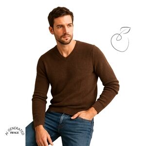 GAP Men's Deep Brown V-Neck Sweater